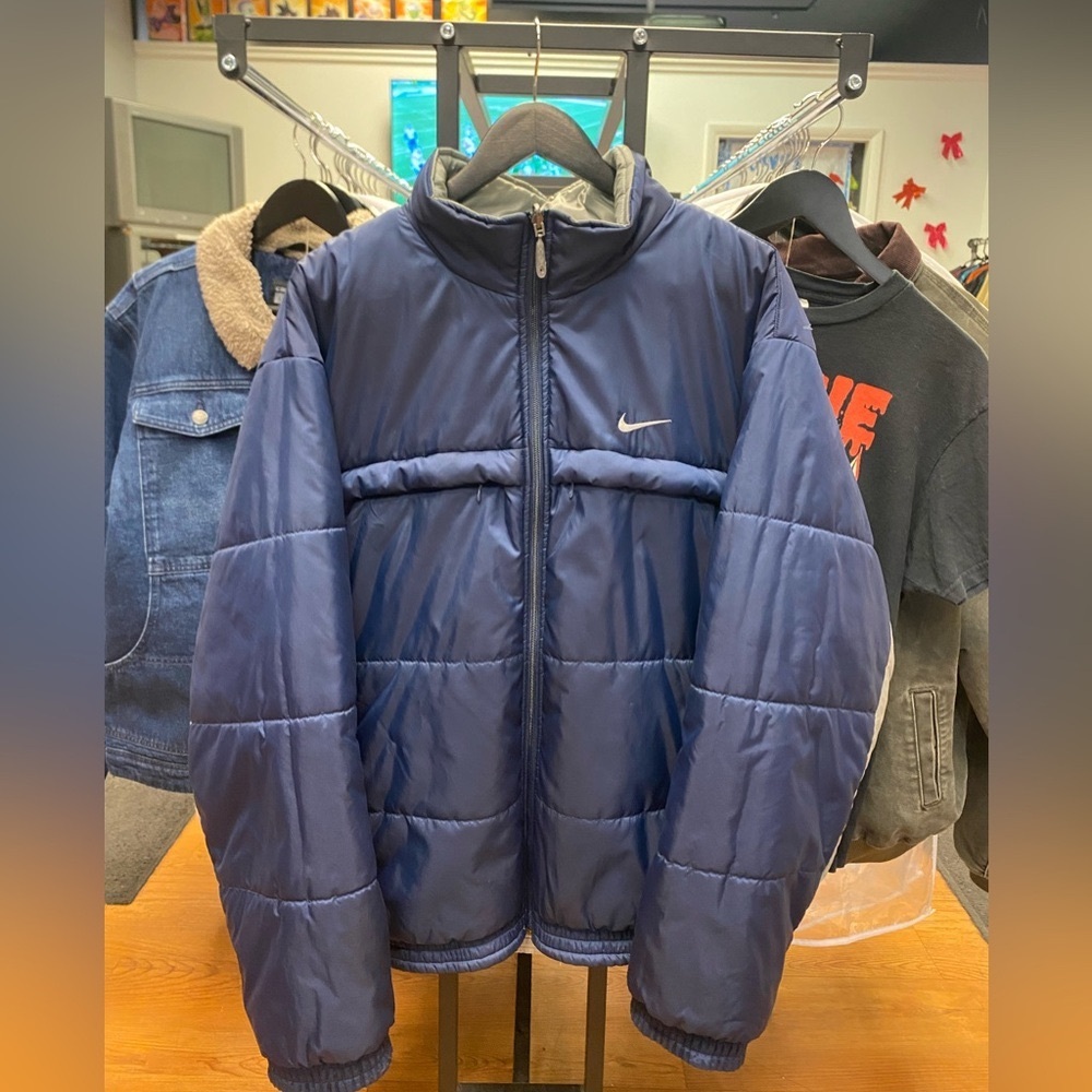vintage 2000s nike puffer jacket reversible